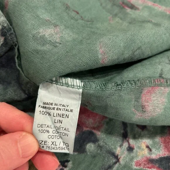 Bellambra Linen Midi Dress XL Green Floral Cottagecore Fairycore Coastal Beach - Picture 7 of 9
